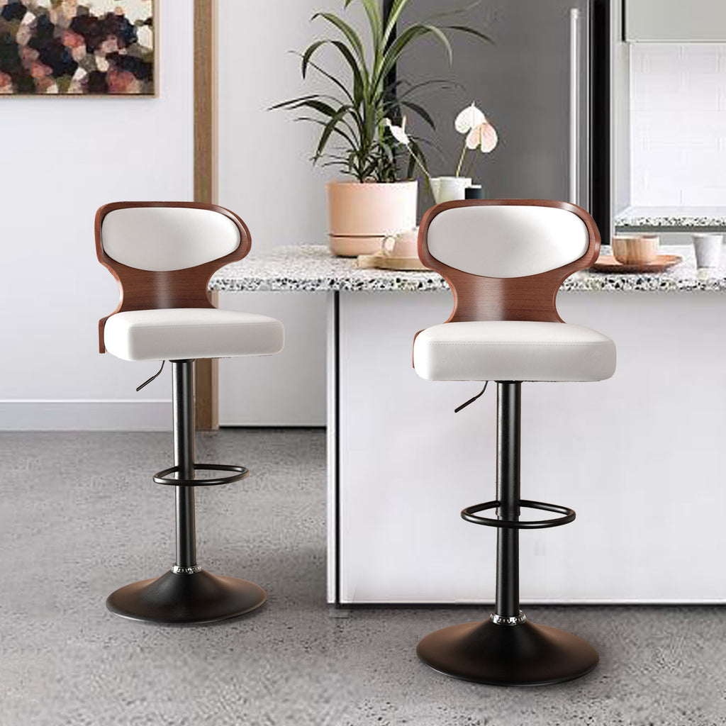 Bentwood Swivel Counter Chairs - PU Leather (Set of 2)