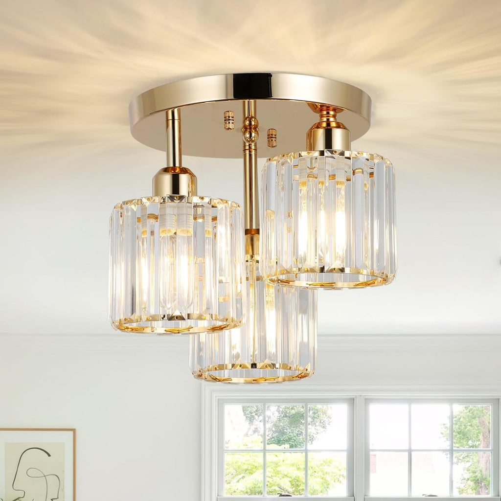 Modern 3-Light Crystal Ceiling Fixture