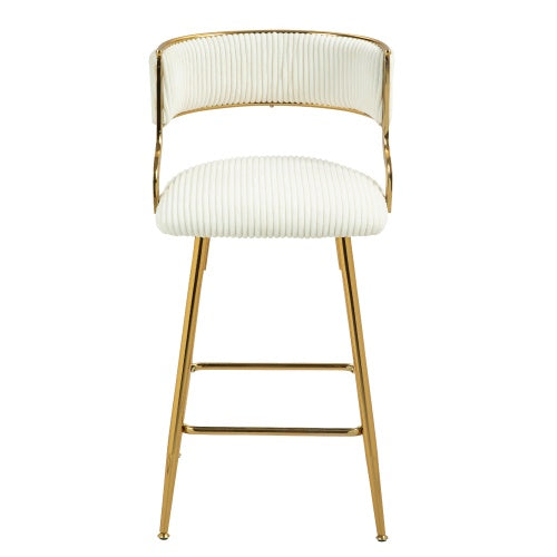 Corduroy Counter Chairs - Gold Base (Set of 2)