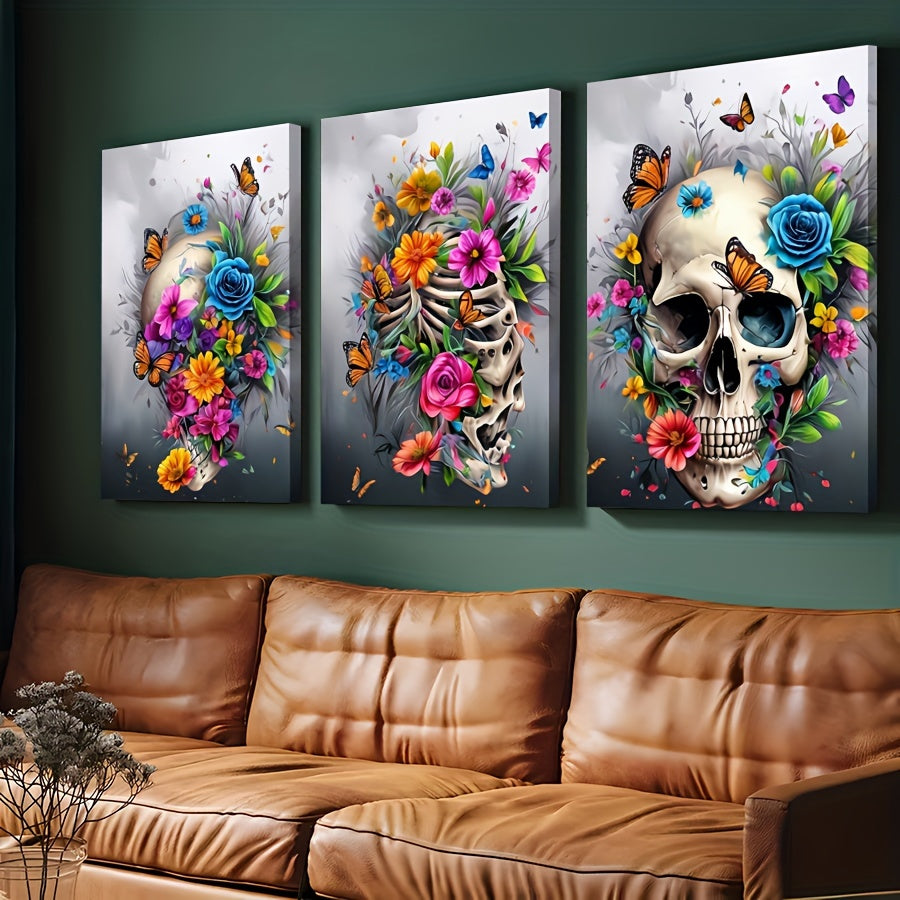 Abstract Skull Canvas Art Set (3-Piece)