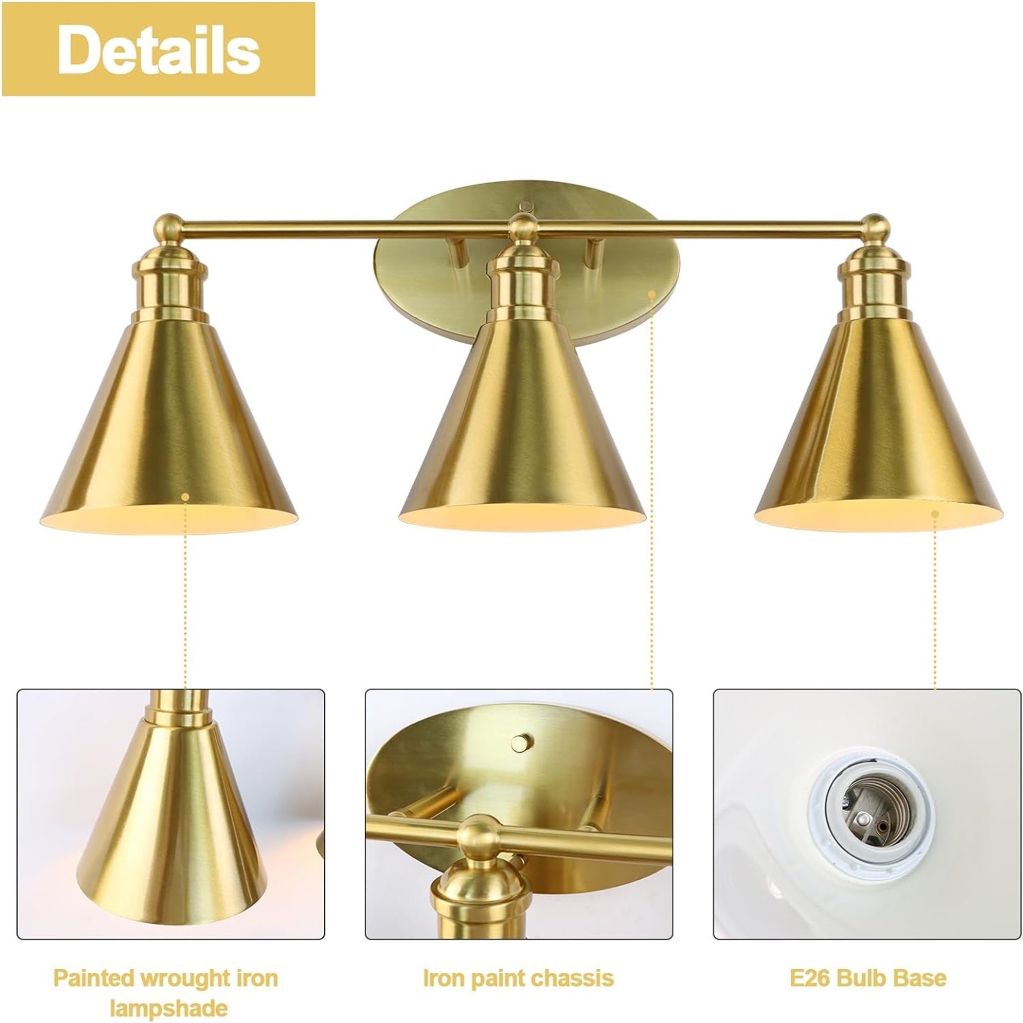 Gold Vanity Light - 24" Triple Light