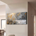 High-Quality Lake Reed Beds Contemporary Artist Hand-Painted Abstract Landscape Oil Painting