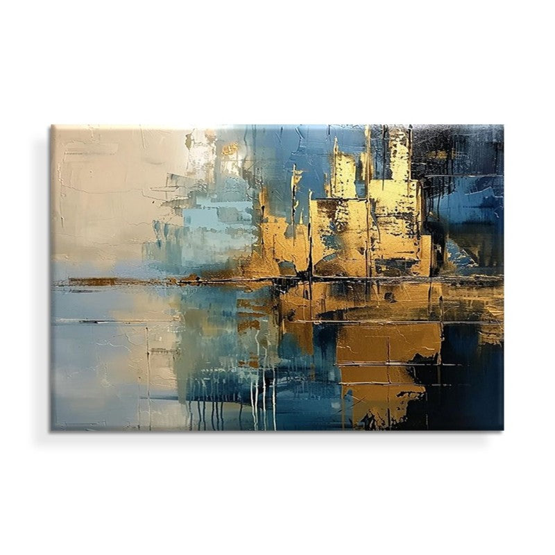 Abstract Modern Painting Decor Living Room Master Handmade Oil Paintings For Home Porch Village Blue Rough Texture Mural Artwork
