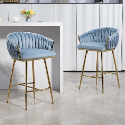 Velvet Swivel Counter Chair - Gold Base