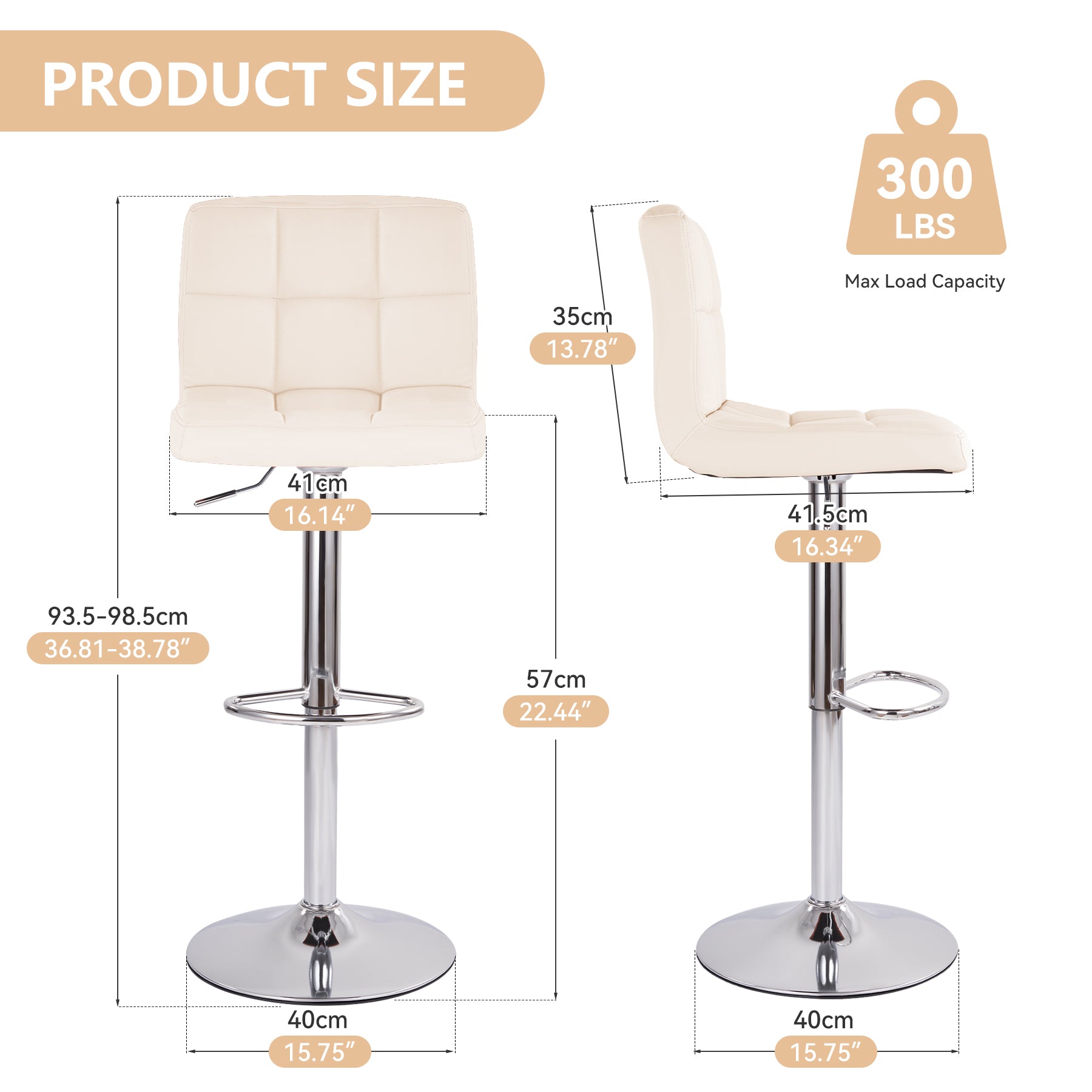 Modern Swivel Counter Stools - PU Leather (Set of 2)