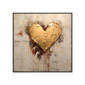 Abstract Hand Painted Painting Golden Foil Heart Painting Canvas Oil Painting Modern Texture Wal Art Picture