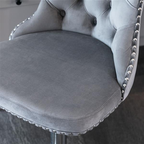 Luxury Velvet Counter Chairs - Gray (Set of 2)