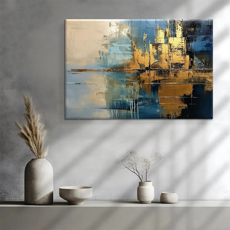 Abstract Modern Painting Decor Living Room Master Handmade Oil Paintings For Home Porch Village Blue Rough Texture Mural Artwork