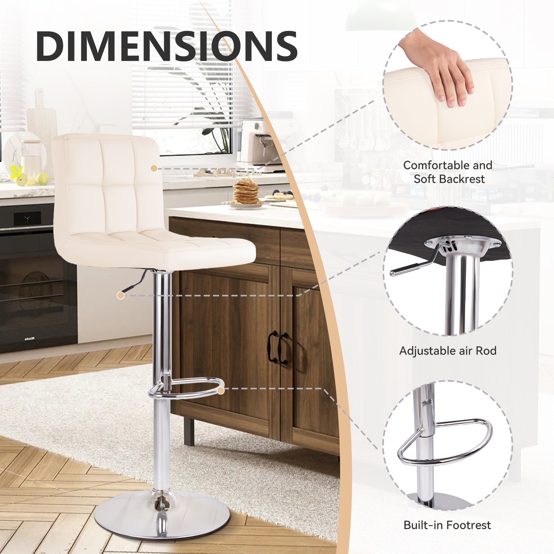 Modern Swivel Counter Stools - PU Leather (Set of 2)