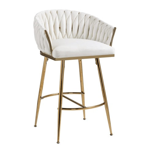 Velvet Swivel Counter Chair - Gold Base