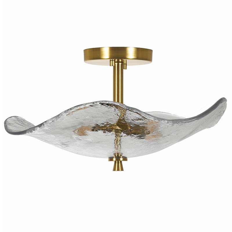 Luxury Modern Semi-Flush Mount Ceiling Light Fixture – 16.5″ Gold Glass Design with Dual Lights,