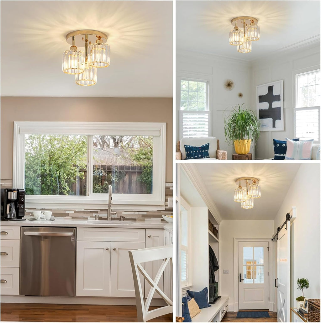 Modern 3-Light Crystal Ceiling Fixture