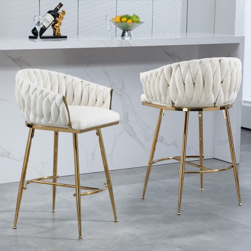Velvet Swivel Counter Chair - Gold Base