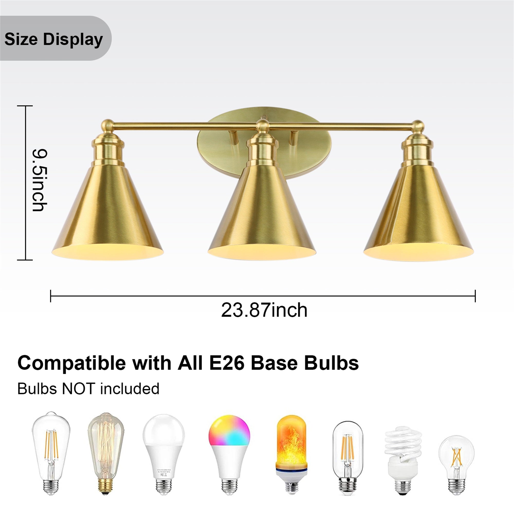 Gold Vanity Light - 24" Triple Light