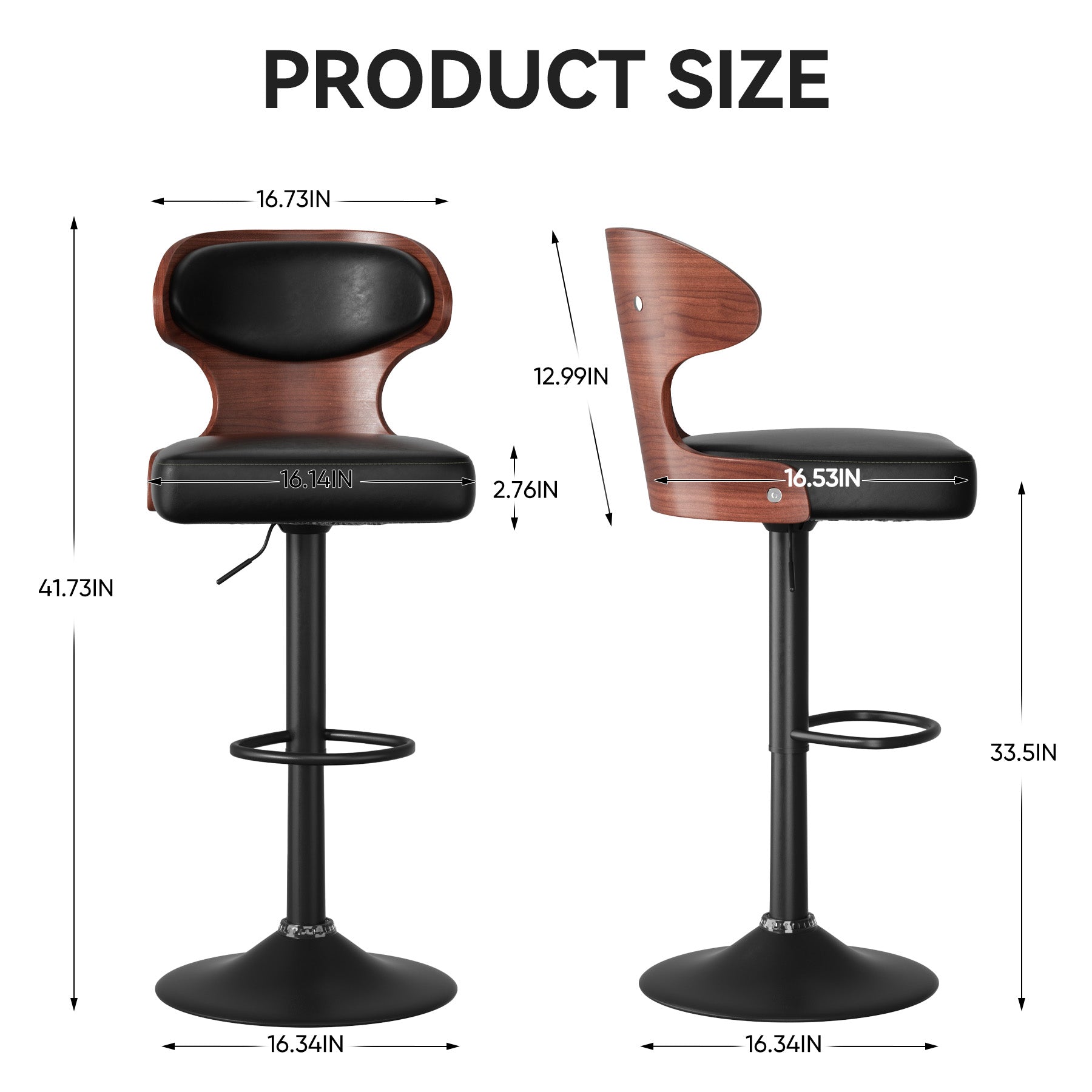 Bentwood Swivel Counter Chairs - PU Leather (Set of 2)