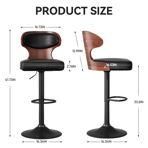 Bentwood Swivel Counter Chairs - PU Leather (Set of 2)