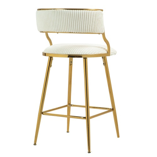 Corduroy Counter Chairs - Gold Base (Set of 2)