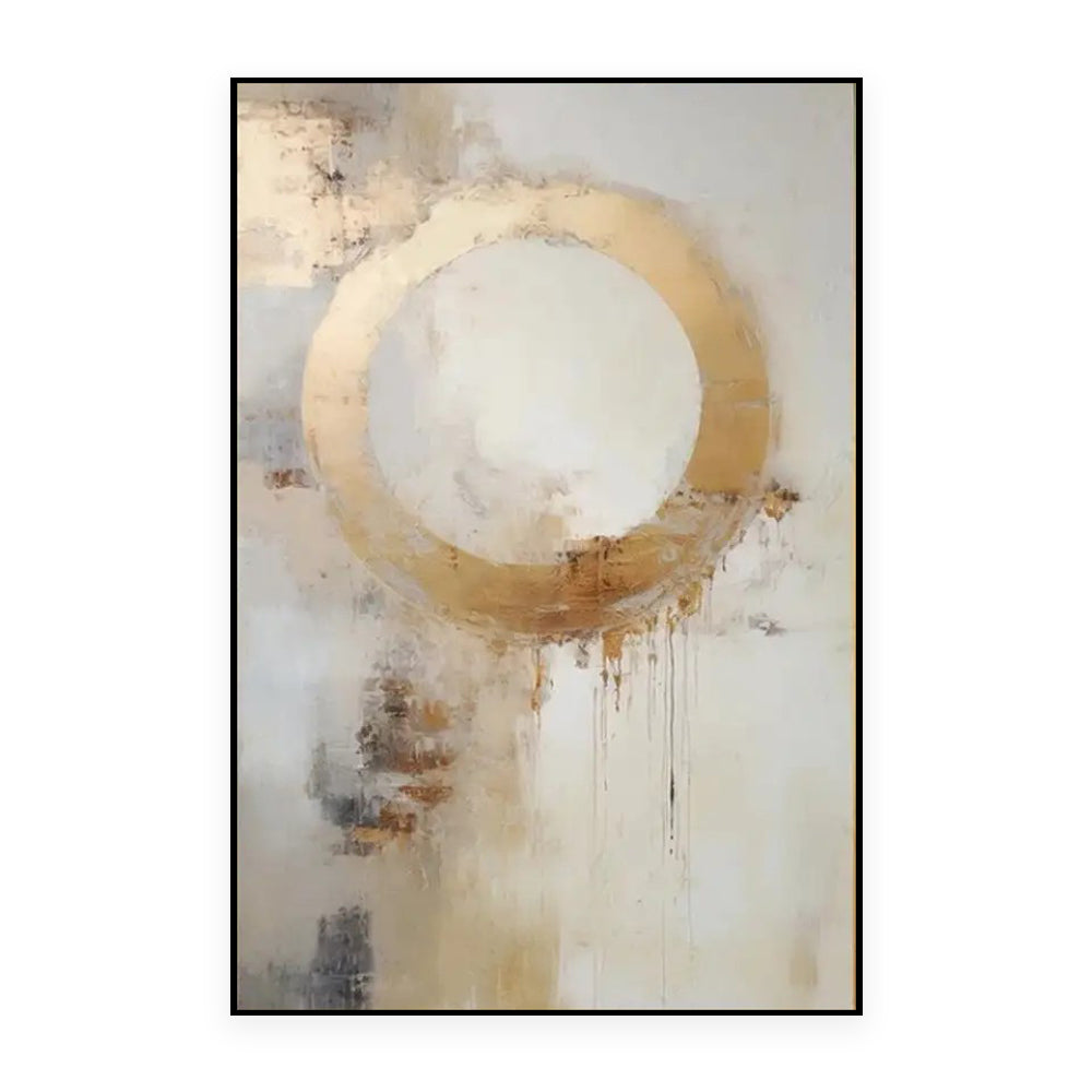 Handmade Oil Painting Canvas Wall Art Decoration Modern Abstract Golden Circle For Home Decor Rolled Frameless Unstretched Painting