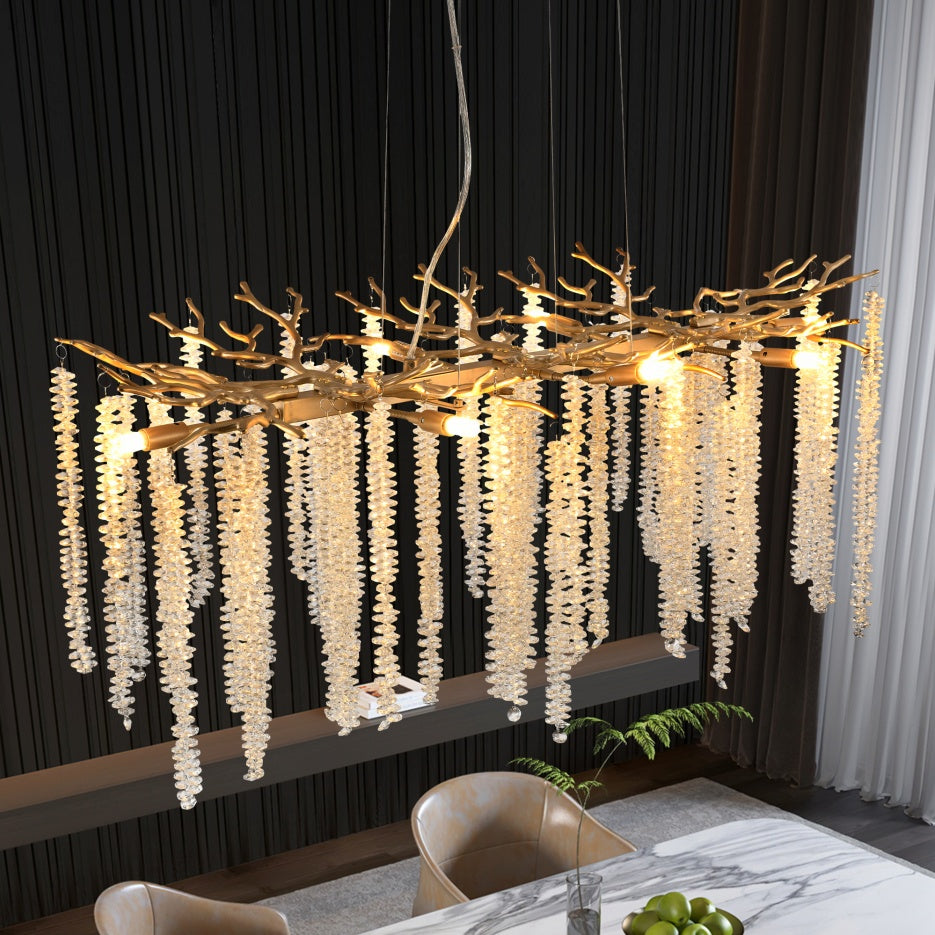 Modern Gold Pendant Chandelier - 39"