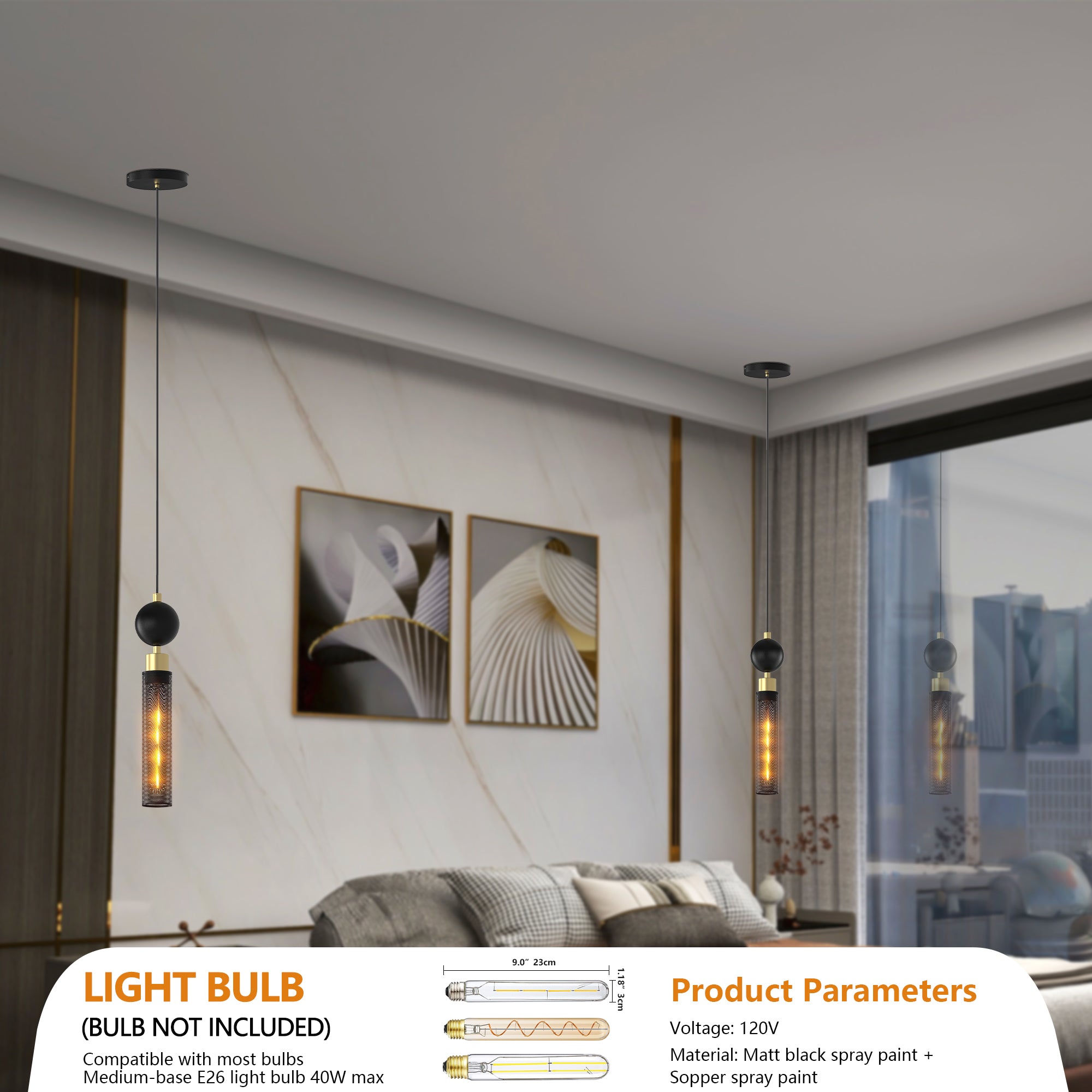 Modern Black Iron Pendant Light