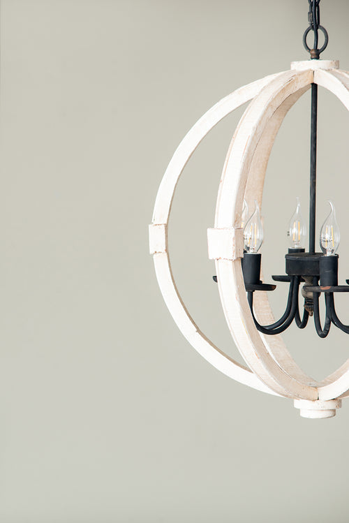 6-Light Wooden Chandelier with Adjustable Chain