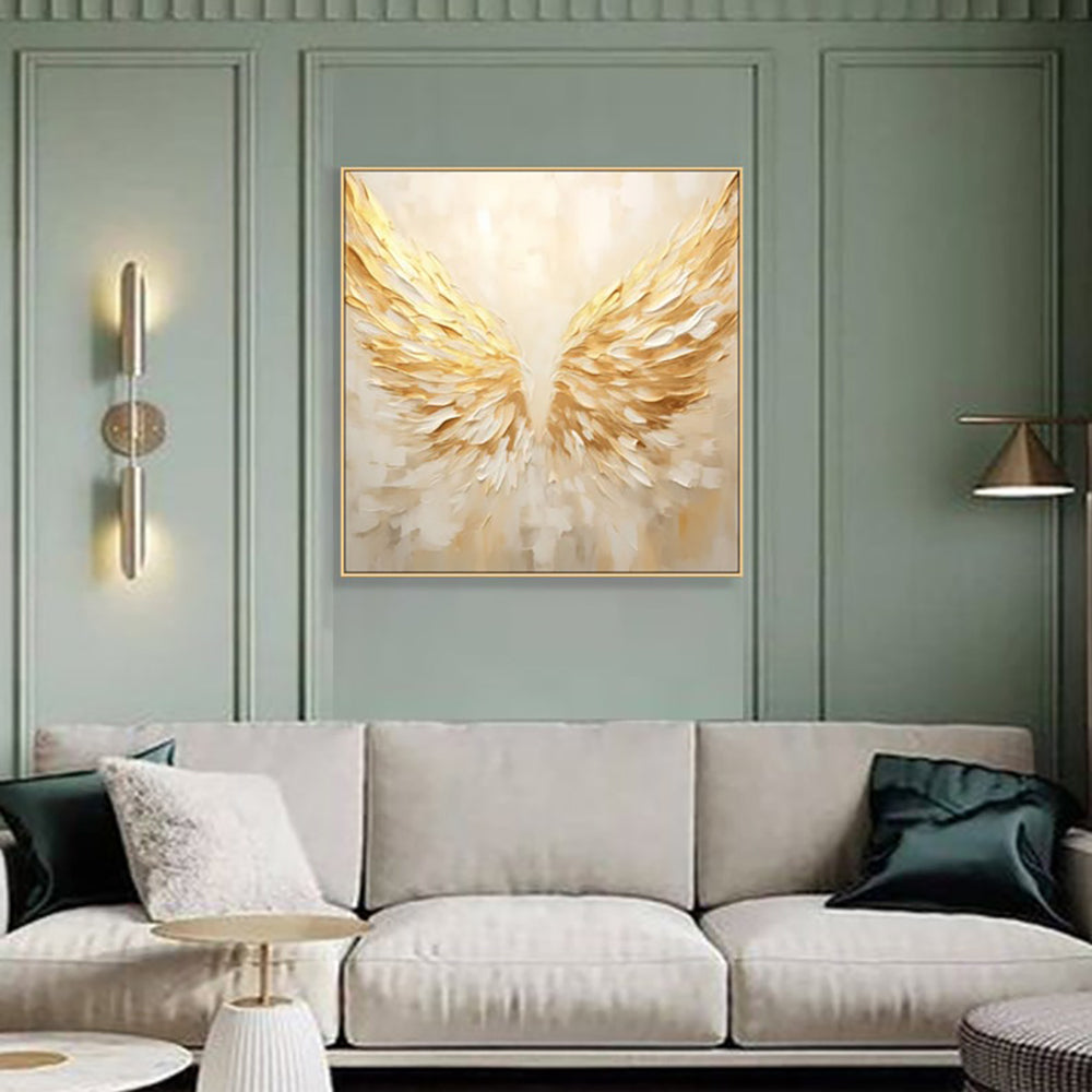 New Arrival Home Wall Golden Angel Wings Canvas Art Handmade Abstract Oil Painting Modern Abstract Home Decoration Piece Art