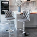Luxury Velvet Counter Chairs - Gray (Set of 2)