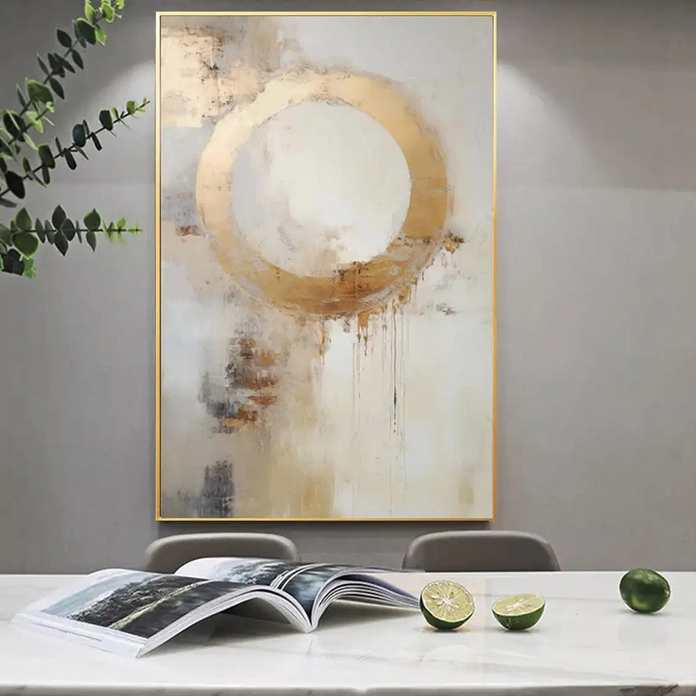 Handmade Oil Painting Canvas Wall Art Decoration Modern Abstract Golden Circle For Home Decor Rolled Frameless Unstretched Painting