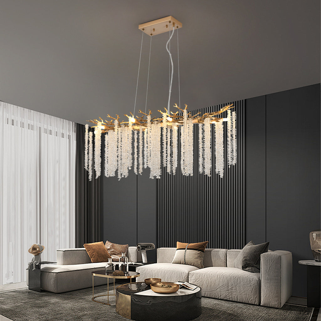 Modern Gold Pendant Chandelier - 39"