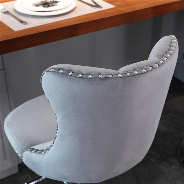 Luxury Velvet Counter Chairs - Gray (Set of 2)