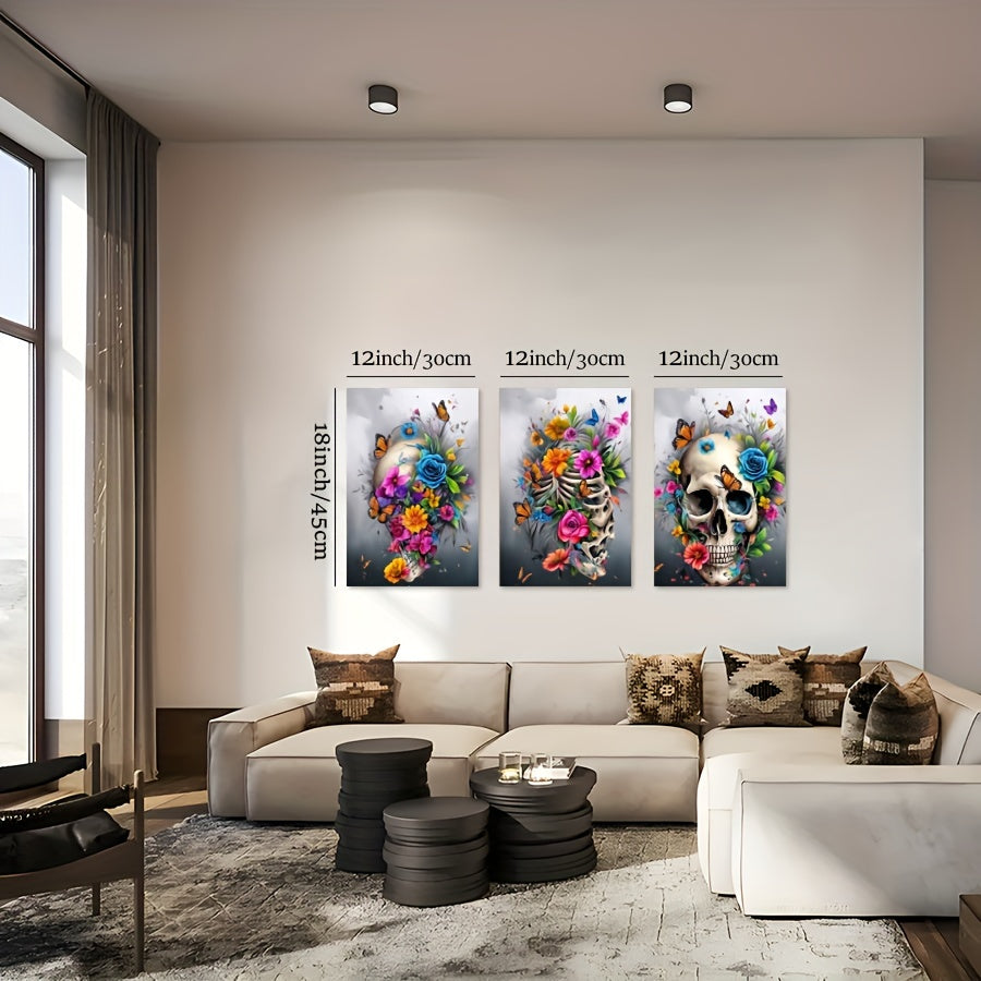 Abstract Skull Canvas Art Set (3-Piece)